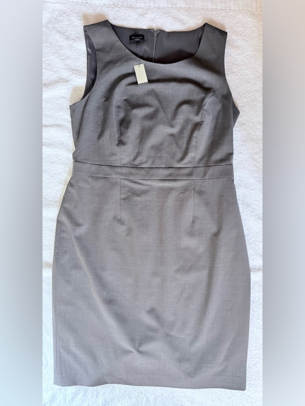 Talbots Sleeveless Grey Midi Sheath Dress